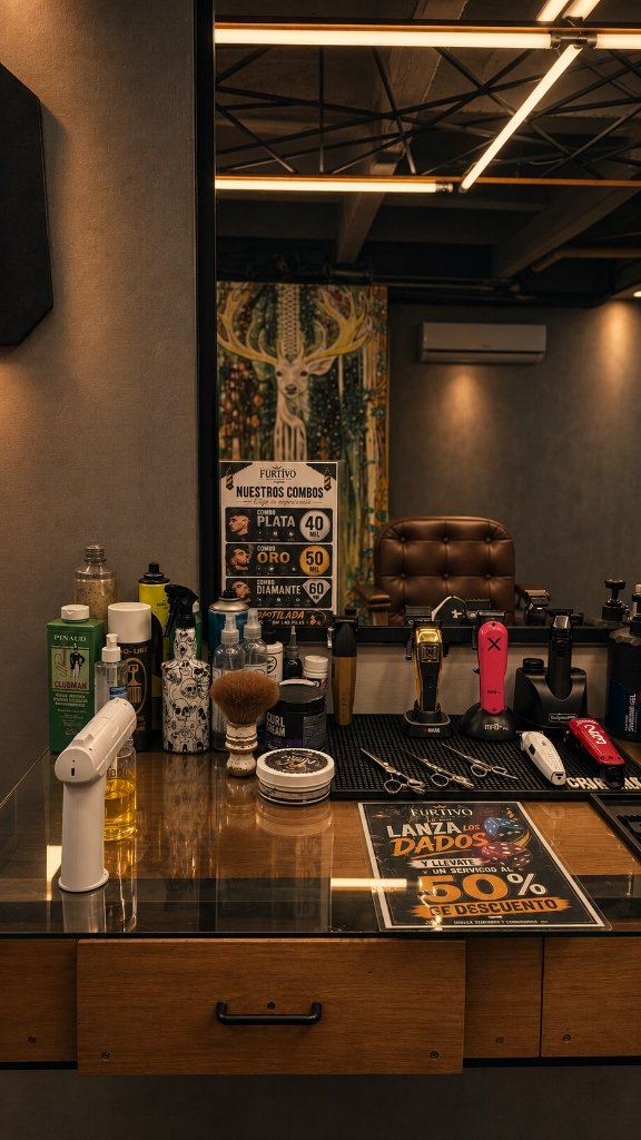 Detalle del interior de Furtivo Barbería